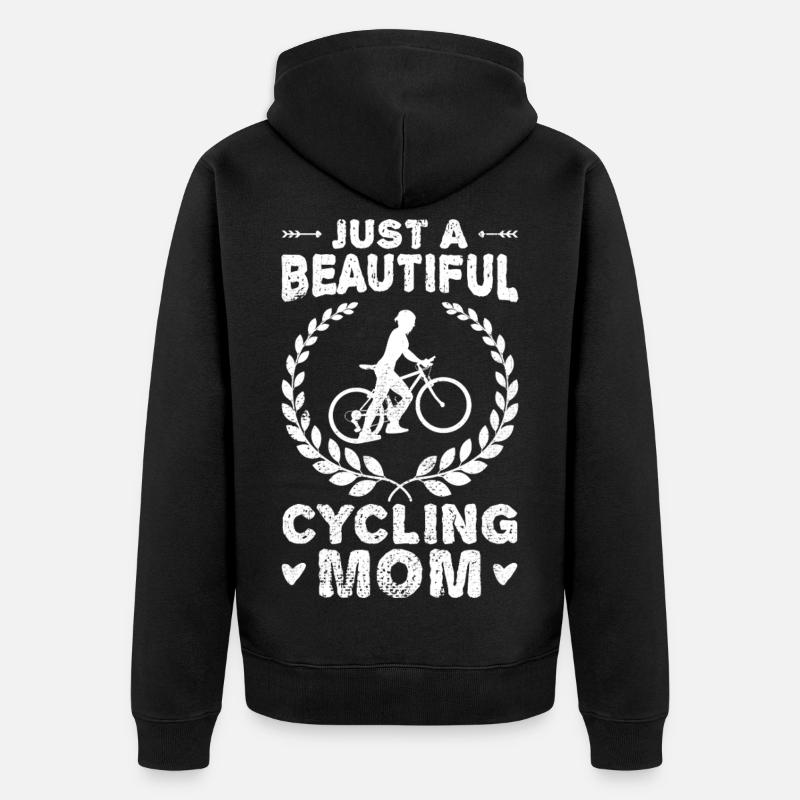 Fahrradfahrer Mutter - Unisex Premium Bio Zip Hoodie - Schwarz