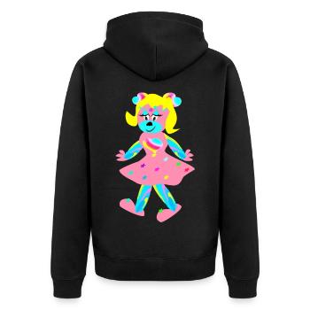 Regenbogentriene - Phantasie - Tierchen - Unisex Premium Bio Zip Hoodie - Schwarz - Hinten - Nico (187cm)