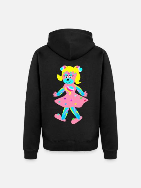 Regenbogentriene - Phantasie - Tierchen - Unisex Premium Bio Zip Hoodie - Schwarz