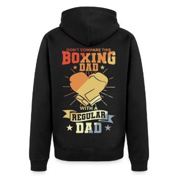Boxer Papa - Unisex Premium Bio Zip Hoodie - Schwarz - Hinten - Nico (187cm)