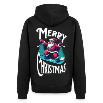 Snowboard Santa Claus - Unisex Premium Bio Zip Hoodie - Schwarz - Hinten - Nico (187cm)