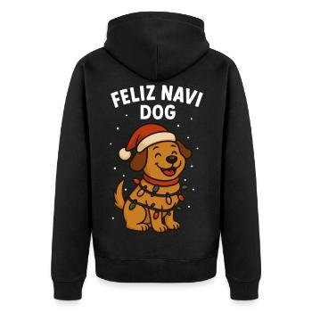 Feliz Navi Chien Noël Plaisir Vacances en famille - Veste à capuche bio Premium Unisexe - noir - Dos - Nico (187cm)