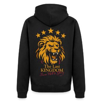 Last Kingdom Lion From Hell to Glory  - Unisex Premium Organic Zip Hoodie - black - Back - Nico (187cm)