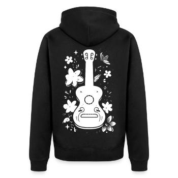 Ukulele Graphics - Unisex Premium Organic Zip Hoodie - black - Back - Nico (187cm)