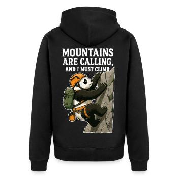 Bloc panda grimpeur drôle - Veste à capuche bio Premium Unisexe - noir - Dos - Nico (187cm)