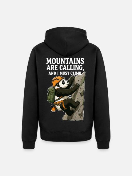 Funny climbing panda bouldering - Unisex Premium Organic Zip Hoodie - black