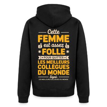 Departure Co-worker New Job Retirement - Unisex Premium Organic Zip Hoodie - black - Back - Nico (187cm)