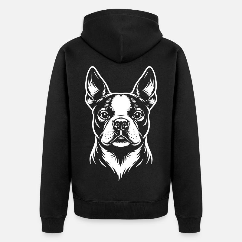 Tête de Boston Terrier - Veste à capuche bio Premium Unisexe - noir