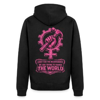 Feminism Feminist Feminist - Unisex Premium Organic Zip Hoodie - black - Back - Nico (187cm)