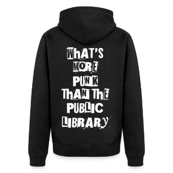 Qu’est-ce qui est plus punk que la bibliothèque publique ? I - Veste à capuche bio Premium Unisexe - noir - Dos - Nico (187cm)