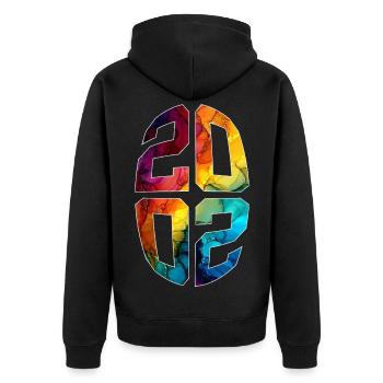 24 JAHRE ALT 2002 24. GEBURTSTAG - Unisex Premium Bio Zip Hoodie - Schwarz - Hinten - Nico (187cm)