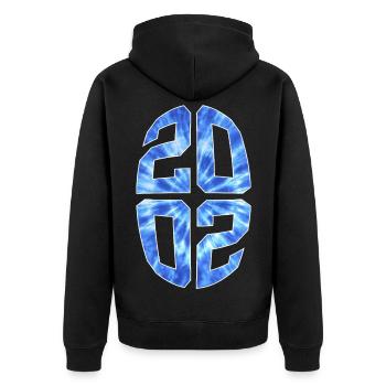 24 JAHRE ALT 2002 24. GEBURTSTAG - Unisex Premium Bio Zip Hoodie - Schwarz - Hinten - Nico (187cm)