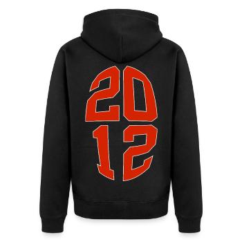 14 JAHRE ALT 2012 14. GEBURTSTAG - Unisex Premium Bio Zip Hoodie - Schwarz - Hinten - Nico (187cm)