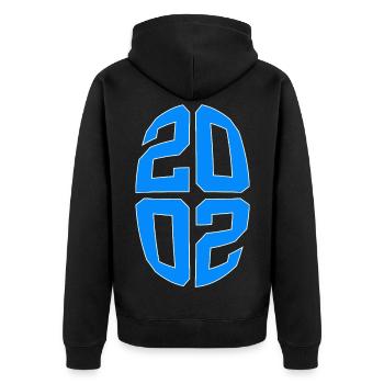 24 JAHRE ALT 2002 24. GEBURTSTAG - Unisex Premium Bio Zip Hoodie - Schwarz - Hinten - Nico (187cm)