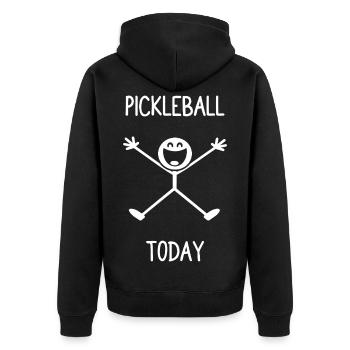 Pickleball today lustiges Pickleball Spieler - Unisex Premium Bio Zip Hoodie - Schwarz - Hinten - Nico (187cm)