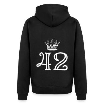 42 Number crown - Unisex Premium Organic Zip Hoodie - black - Back - Nico (187cm)