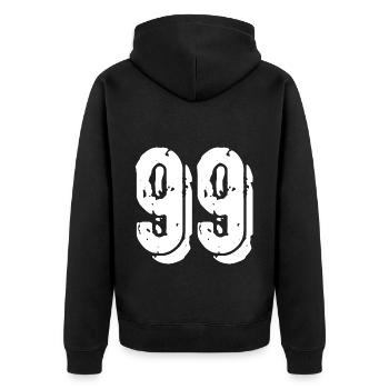 Maillot numéro 99 - Veste à capuche bio Premium Unisexe - noir - Dos - Nico (187cm)