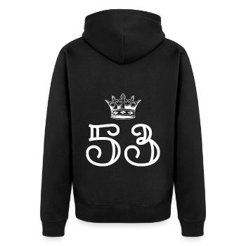 53 Number crown - Unisex Premium Organic Zip Hoodie - black - Back - Nico (187cm)