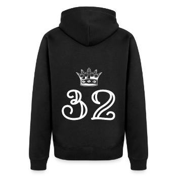 32 Number crown - Unisex Premium Organic Zip Hoodie - black - Back - Nico (187cm)