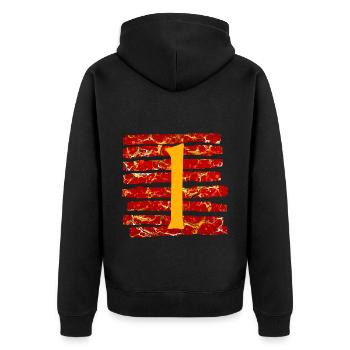 streifen e 232 l - Unisex Premium Bio Zip Hoodie - Schwarz - Hinten - Nico (187cm)