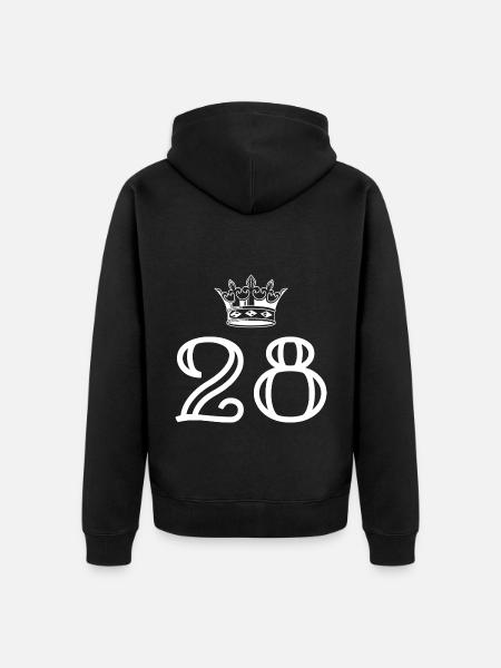 28 Zahl Krone - Unisex Premium Bio Zip Hoodie - Schwarz