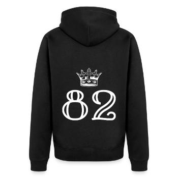 82 Number crown - Unisex Premium Organic Zip Hoodie - black - Back - Nico (187cm)
