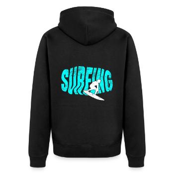 Wellenreiten Surfen Surfing Surfbrett Surfer Board - Unisex Premium Bio Zip Hoodie - Schwarz - Hinten - Nico (187cm)