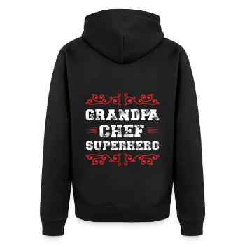Grand-père chef super-héros - Veste à capuche bio Premium Unisexe - noir - Dos - Nico (187cm)