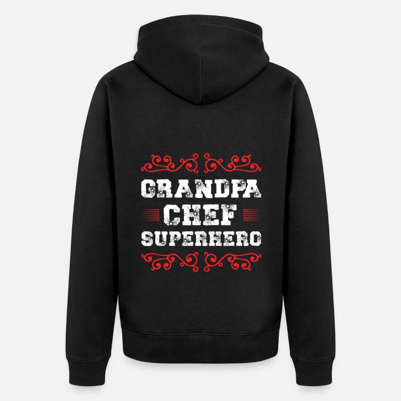 Grand-père chef super-héros - Veste à capuche bio Premium Unisexe - noir