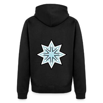 Schneeflocke Icon Winter - Unisex Premium Bio Zip Hoodie - Schwarz - Hinten - Nico (187cm)