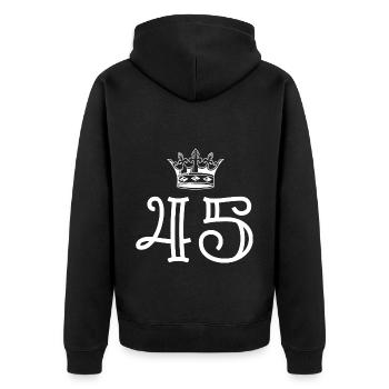 45 Number crown - Unisex Premium Organic Zip Hoodie - black - Back - Nico (187cm)