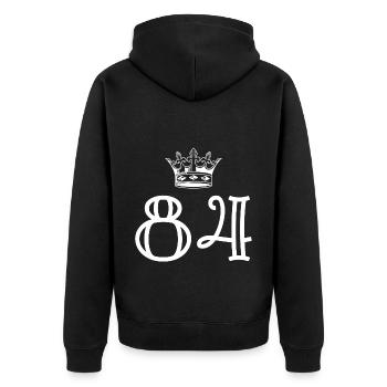 84 Number crown - Unisex Premium Organic Zip Hoodie - black - Back - Nico (187cm)