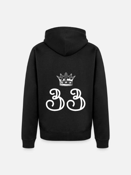 33 Number crown - Unisex Premium Organic Zip Hoodie - black