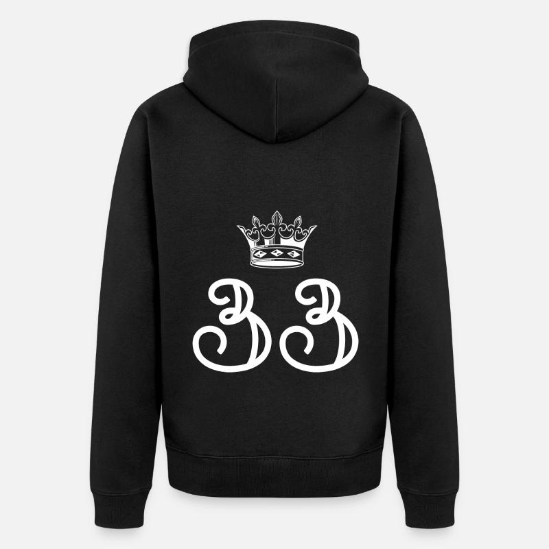 33 Zahl Krone - Unisex Premium Bio Zip Hoodie - Schwarz
