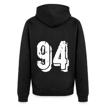 Maillot à 94 numéros - Veste à capuche bio Premium Unisexe - noir - Dos - Nico (187cm)