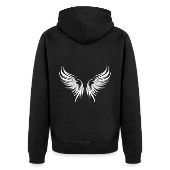 Wings symbol silhouette - Unisex Premium Organic Zip Hoodie - black - Back - Nico (187cm)