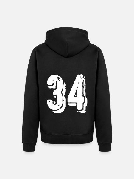 Maillot à 34 numéros - Veste à capuche bio Premium Unisexe - noir