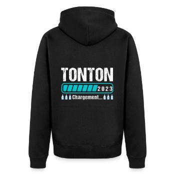 Tonton en 2023 annonce naissance cadeau oncle - Veste à capuche bio Premium Unisexe - noir - Dos - Nico (187cm)