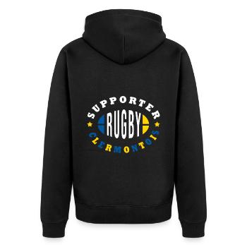 Rugby Clermont supporter clermontois - Veste à capuche bio Premium Unisexe - noir - Dos - Nico (187cm)