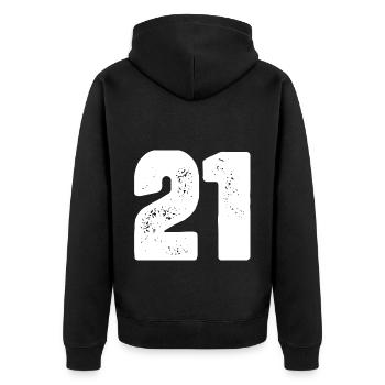 21 Maillot numéro - Veste à capuche bio Premium Unisexe - noir - Dos - Nico (187cm)