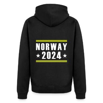 Norwegen 2024 - Unisex Premium Bio Zip Hoodie - Schwarz - Hinten - Nico (187cm)