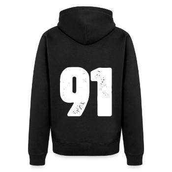 91 Number jersey - Unisex Premium Organic Zip Hoodie - black - Back - Nico (187cm)