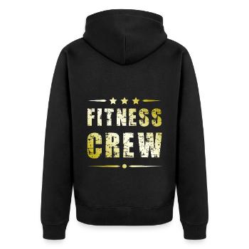 Fitness Crew - Unisex Premium Bio Zip Hoodie - Schwarz - Hinten - Nico (187cm)