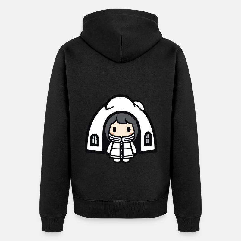 Bande dessinée d’hiver Eskimo Igloo - Veste à capuche bio Premium Unisexe - noir