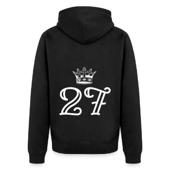 27 Zahl Krone - Unisex Premium Bio Zip Hoodie - Schwarz - Hinten - Nico (187cm)