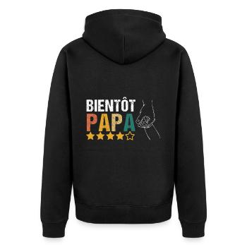 Bientôt papa annonce naissance bébé cadeau père - Veste à capuche bio Premium Unisexe - noir - Dos - Nico (187cm)