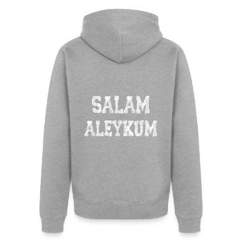 Salam Aleykun - Veste à capuche bio Premium Unisexe - gris chiné - Dos - Nico (187cm)