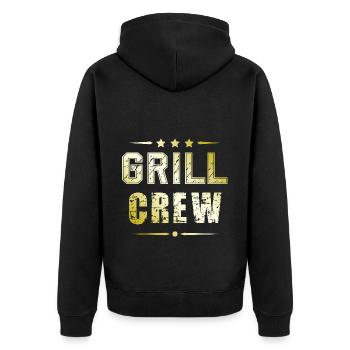 Grill Crew - Unisex Premium Bio Zip Hoodie - Schwarz - Hinten - Nico (187cm)