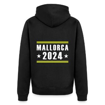 Mallorca 2024 - Unisex Premium Bio Zip Hoodie - Schwarz - Hinten - Nico (187cm)