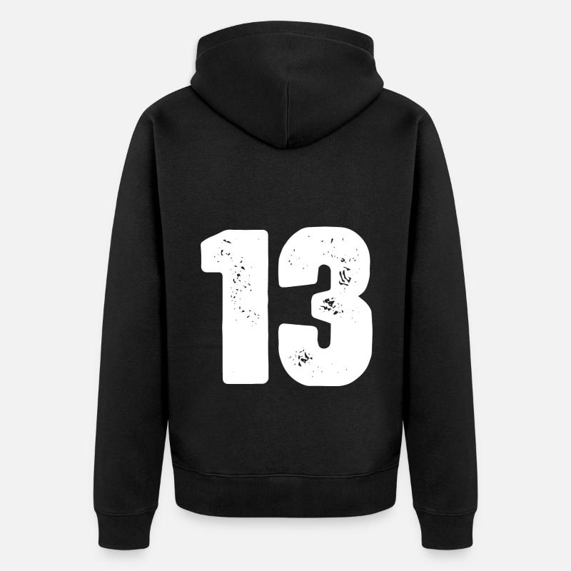 13 Maillot numéro - Veste à capuche bio Premium Unisexe - noir